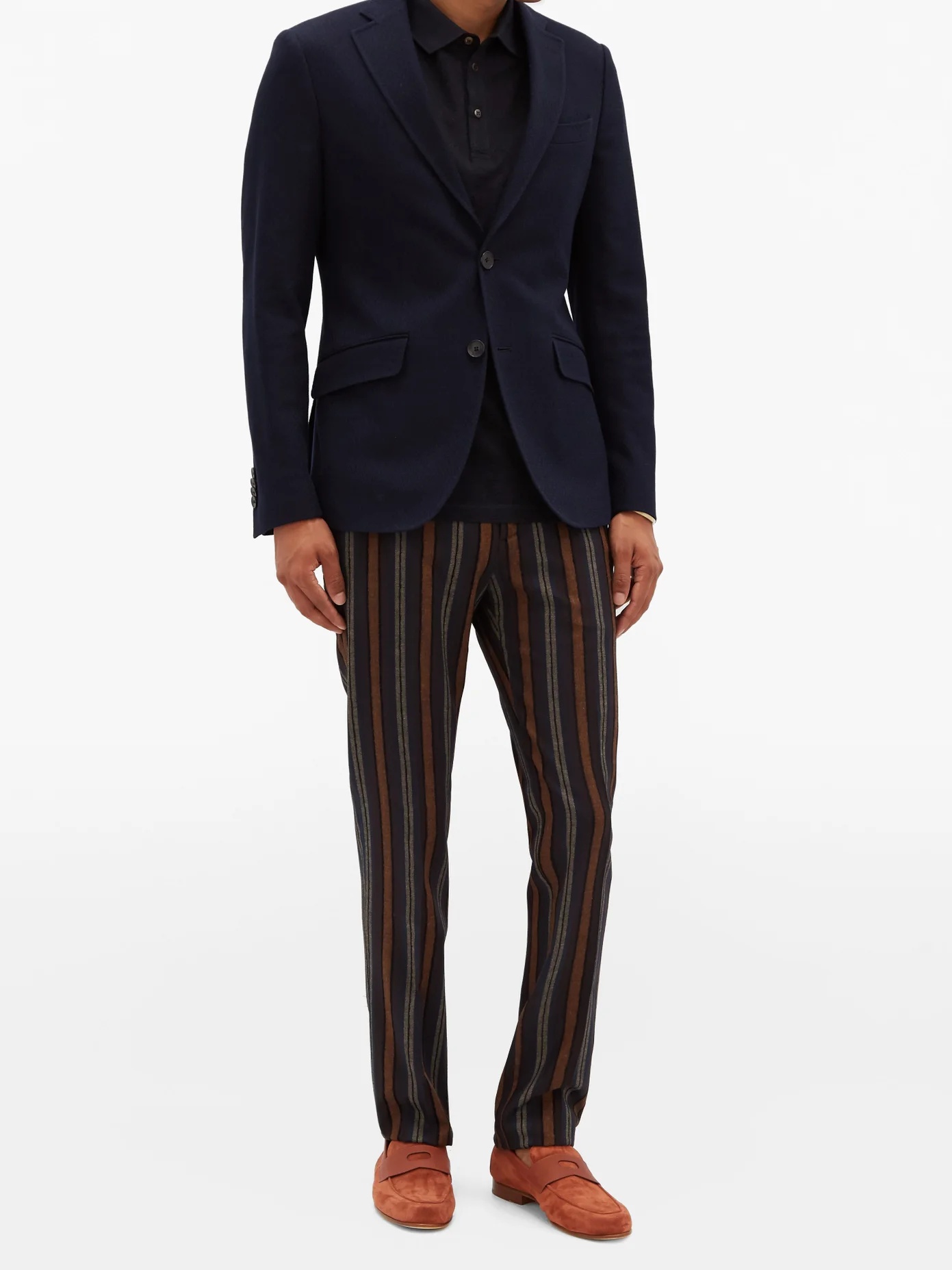 Straight-leg striped-jacquard trousers - 2