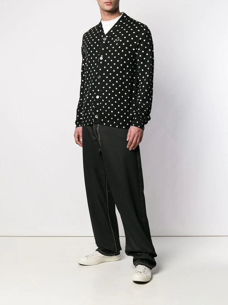 Comme des Garçons PLAY polka dot heart logo cardigan outlook