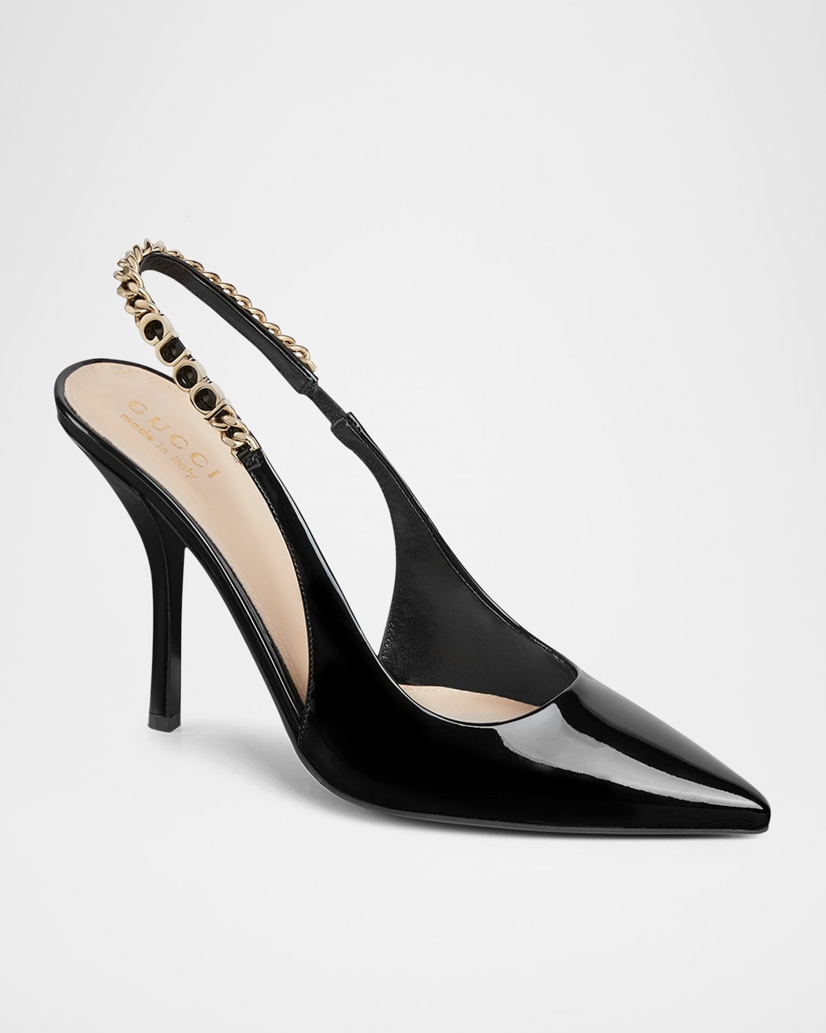 Signoria Patent Chain Slingback Pumps - 2