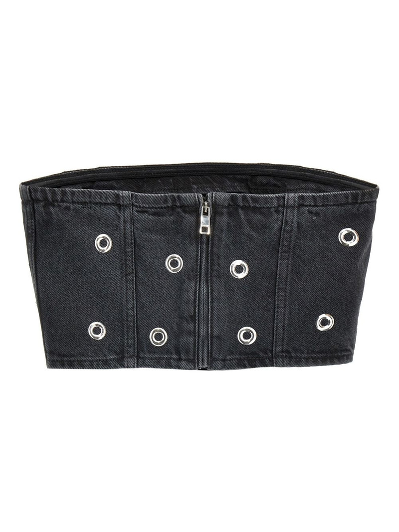 ROTATE studded denim top outlook