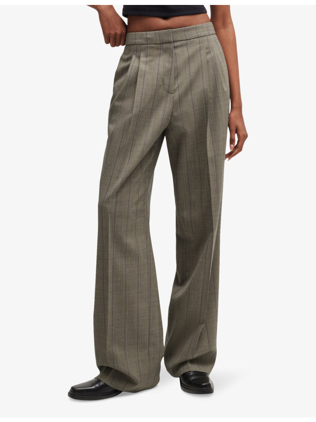 Wide-leg high-rise checked stretch wool-blend trousers - 3