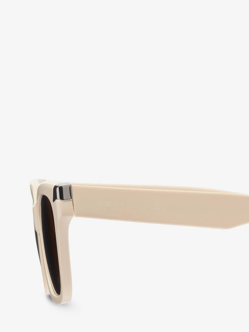 Women's Punk Rivet Oversize Sunglasses in Ivory - 4