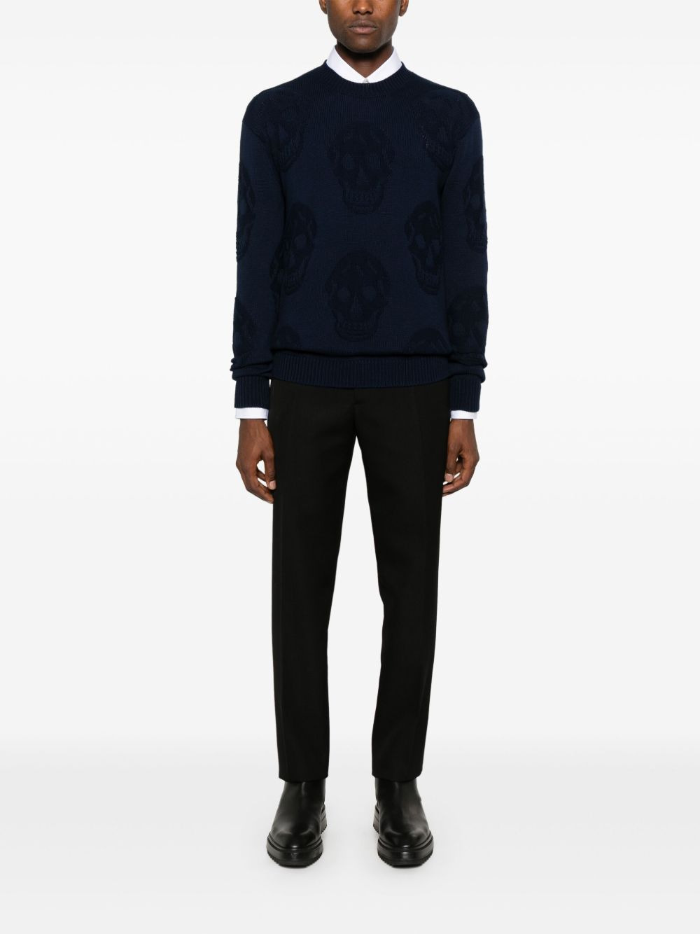 skull-intarsia cotton sweatshirt - 2