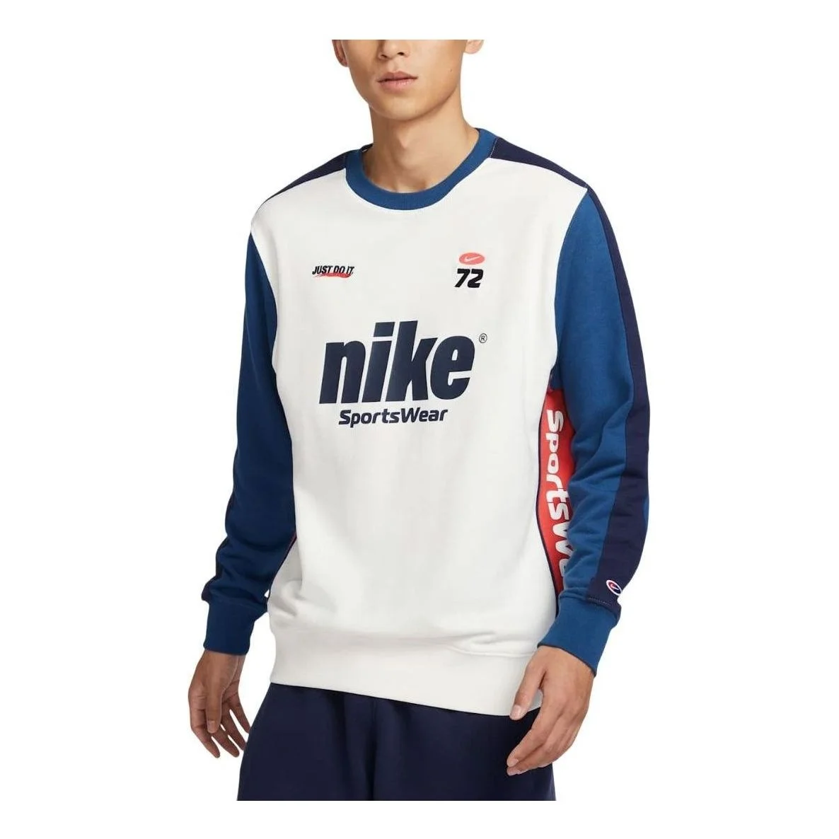 Nike Sportwear Club Crew-Neck Sweatshirt Asia Sizing 'Sail Blue' HQ4949-133 - 1