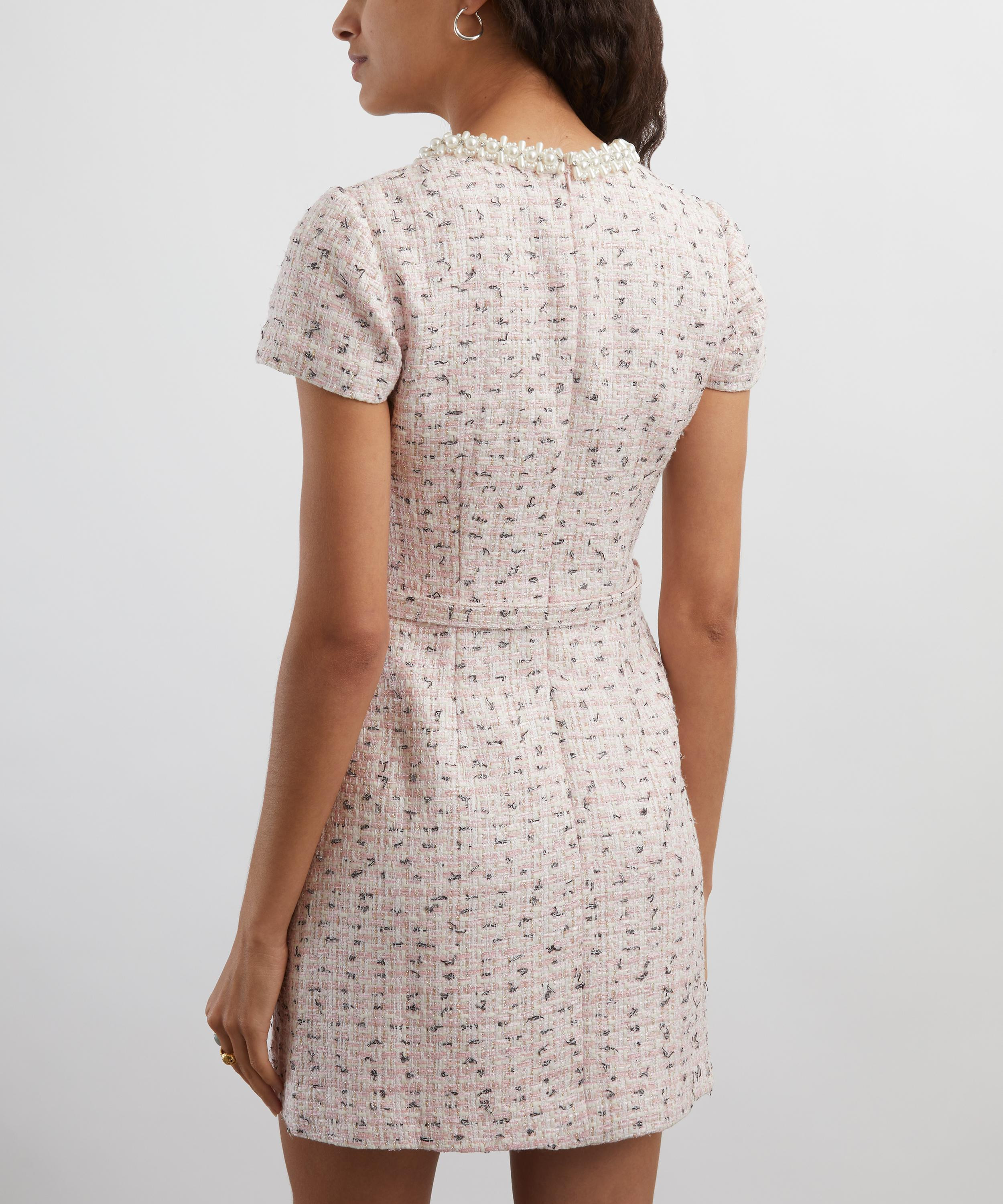 Pink Bouclé Pearl Mini Dress - 4