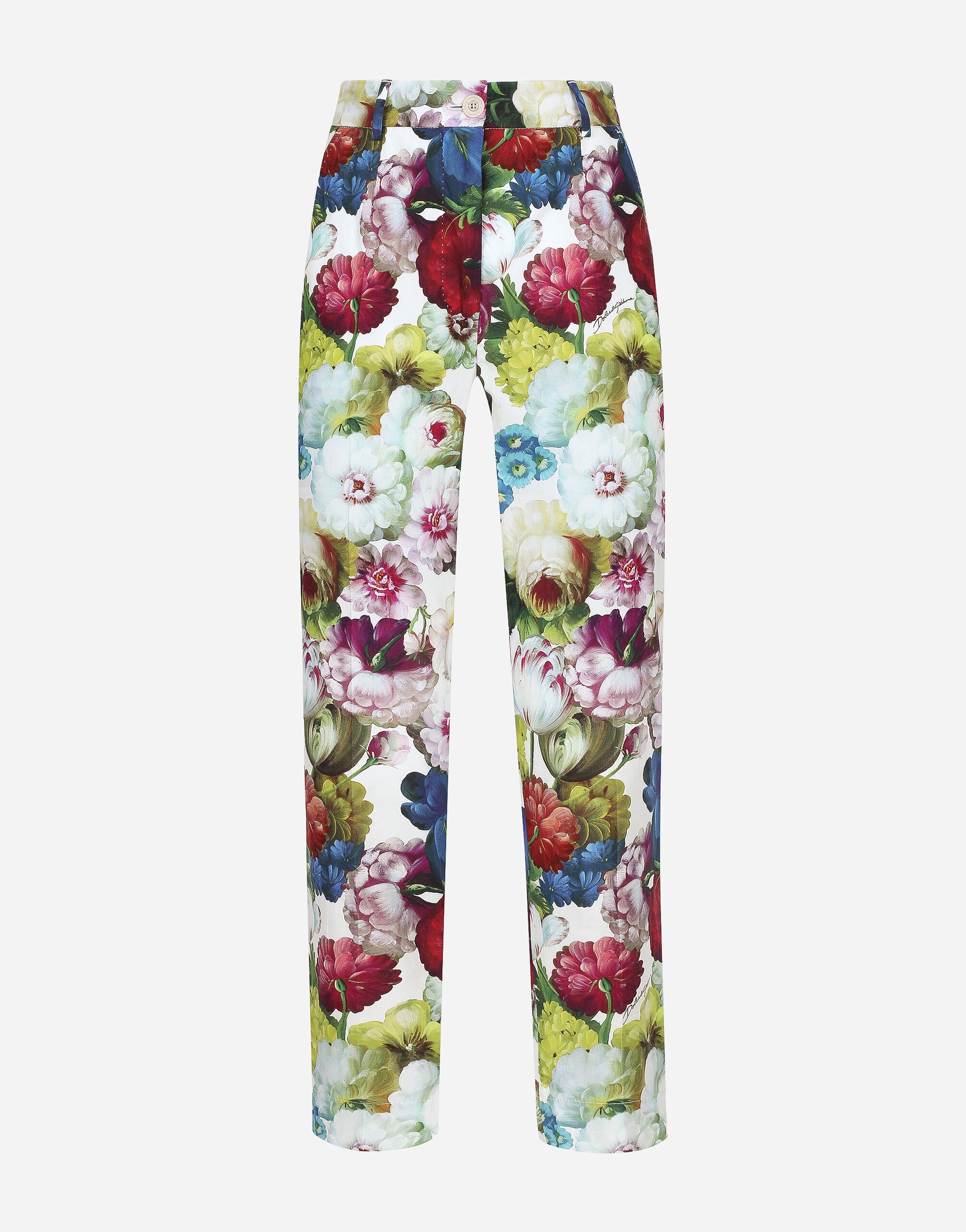 Cotton pants with nocturnal flower print - 1