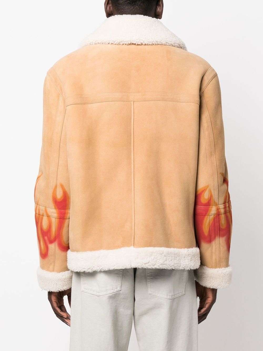flame-print shearling jacket - 4