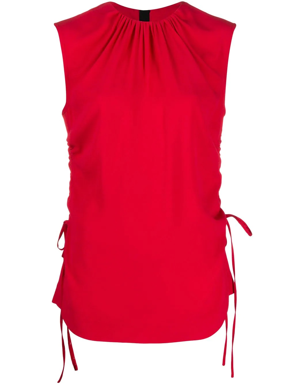 ruched sides sleeveless blouse - 1