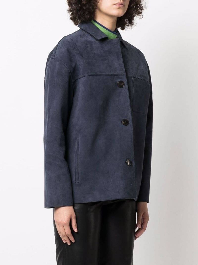 button-up suede jacket - 3
