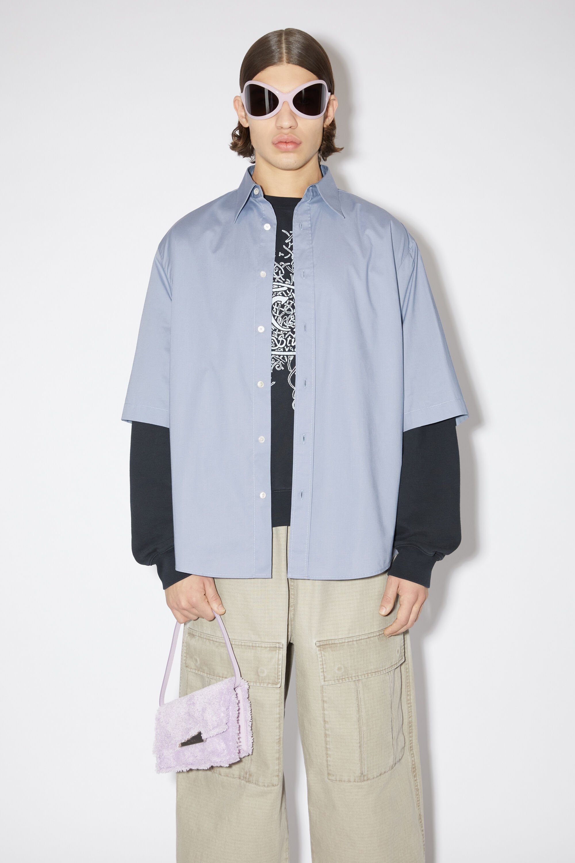 Short sleeve button-up - Dusty blue - 2