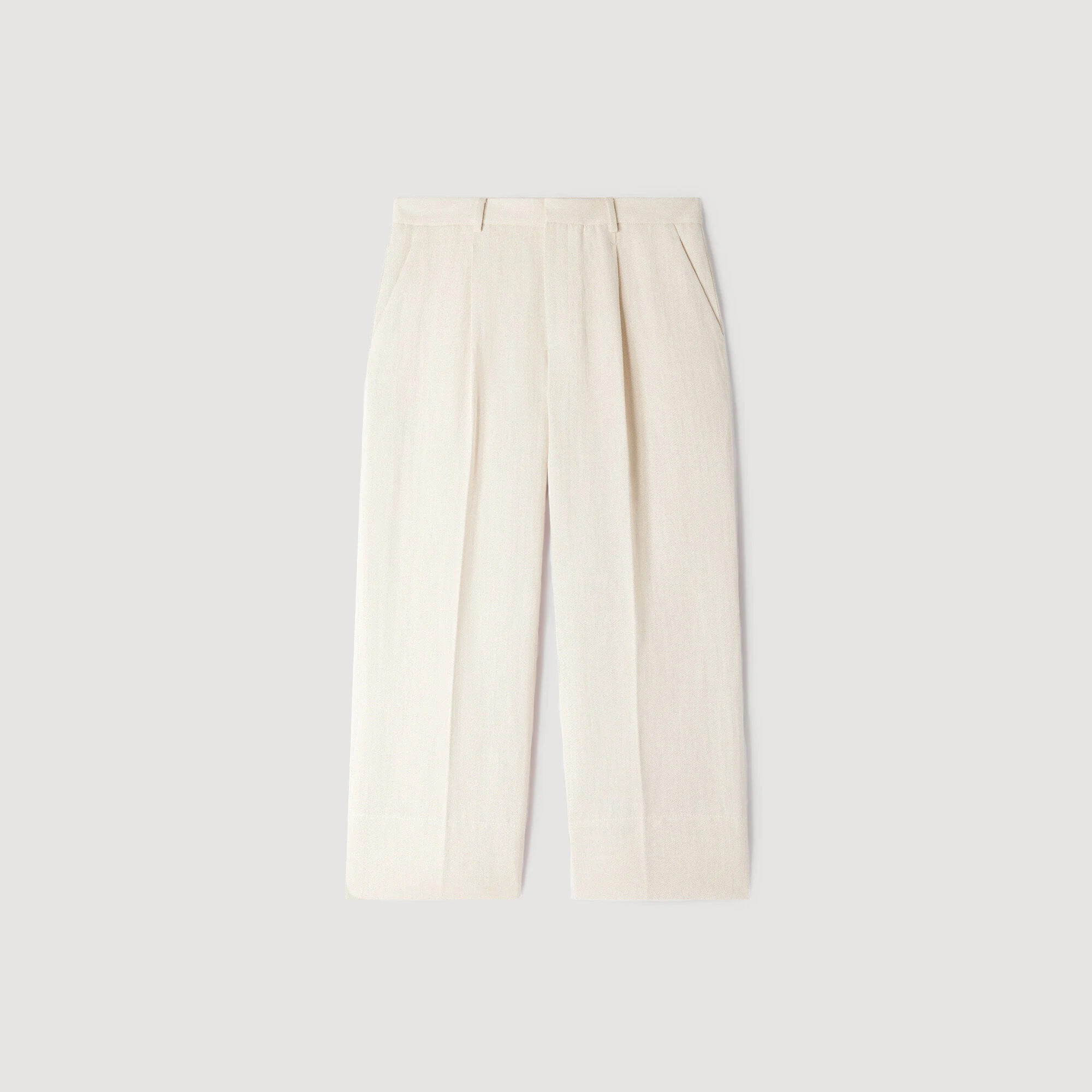 WIDE-LEG COTTON LINEN TROUSERS - 1