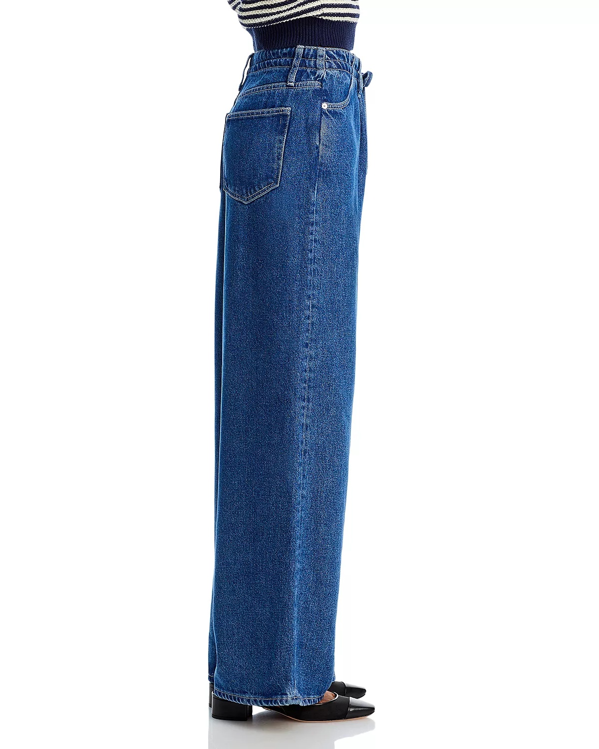 Super Drape High Rise Drawstring Wide Leg Jeans in Ghost - 4