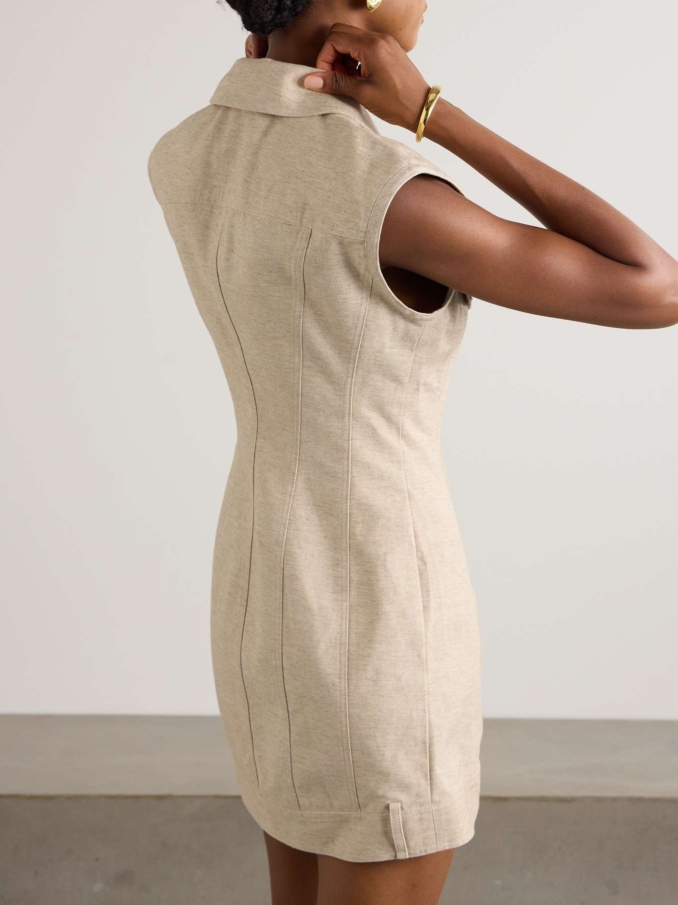 Tanith cotton and linen-blend mini shirt dress - 3