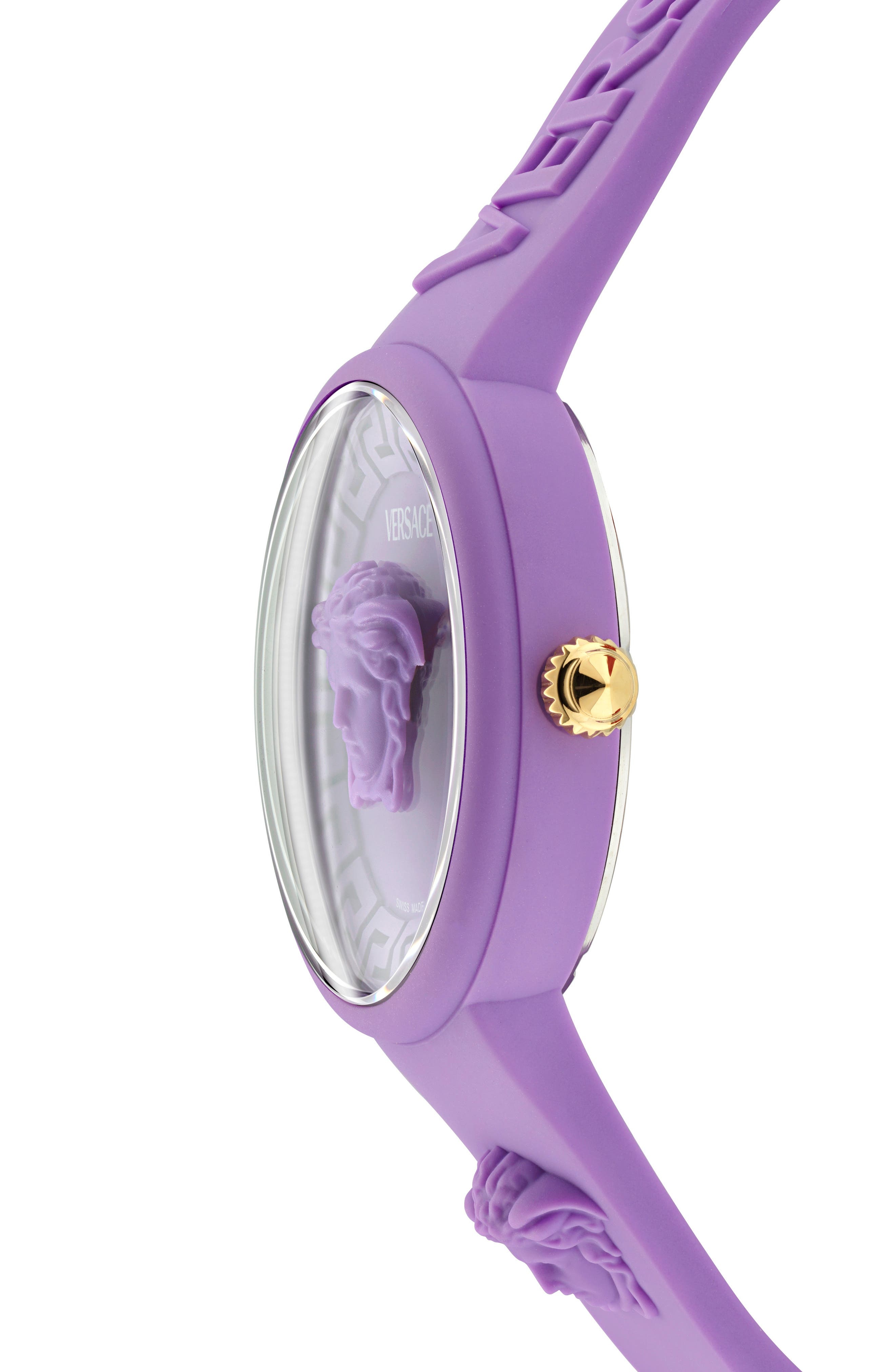 Versace Medusa Pop Silicone Strap Watch, 38mm in Purple at Nordstrom - 4