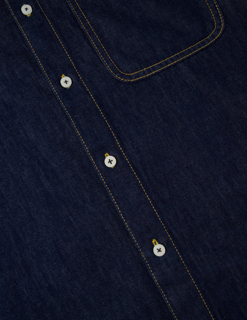 Handbrush Houndstooth Print Relax Fit Denim Shirt 8