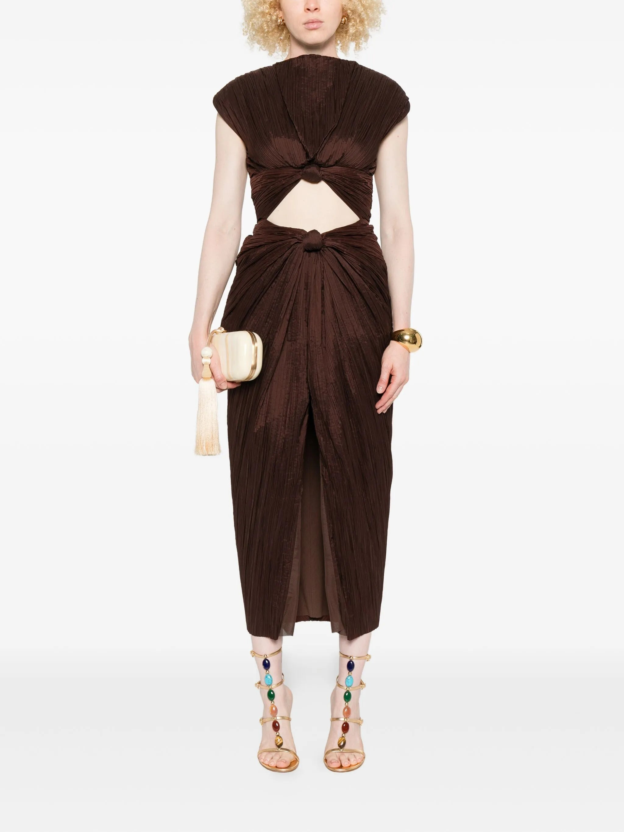Cult Gaia Inaya Plissé Knot-detail Midi Dress - 2