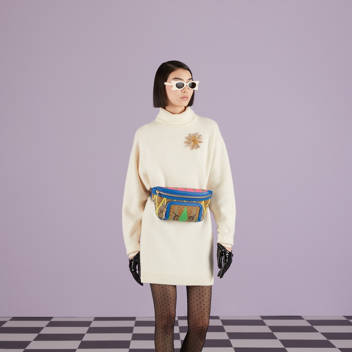 GG rhombus print large belt bag - 4