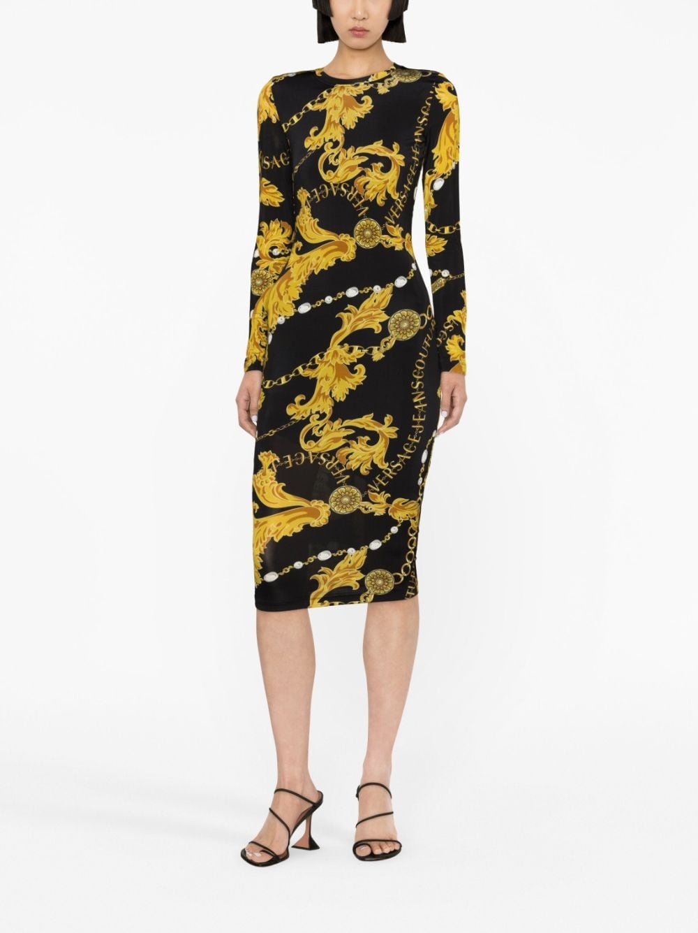 baroque-print midi dress - 2