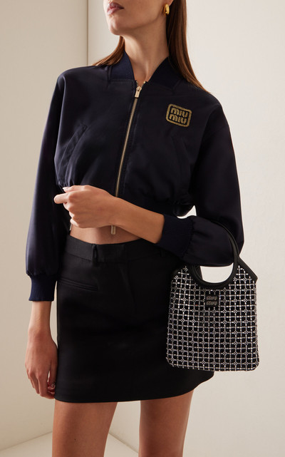 Miu Miu Crystal-Embellished Open Weave Tote Bag black outlook