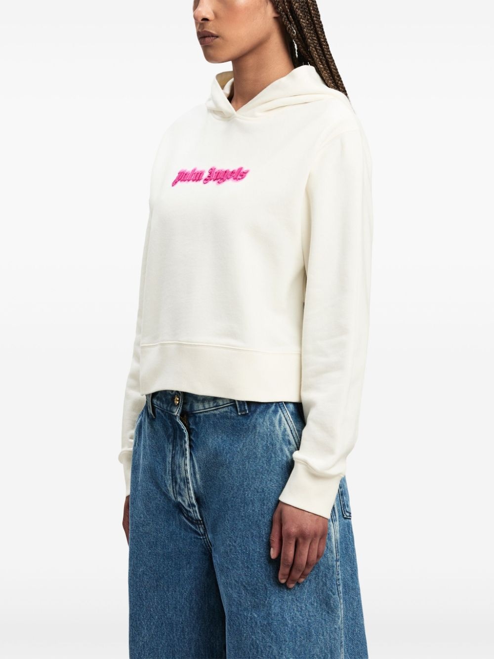 logo-print cotton hoodie - 4