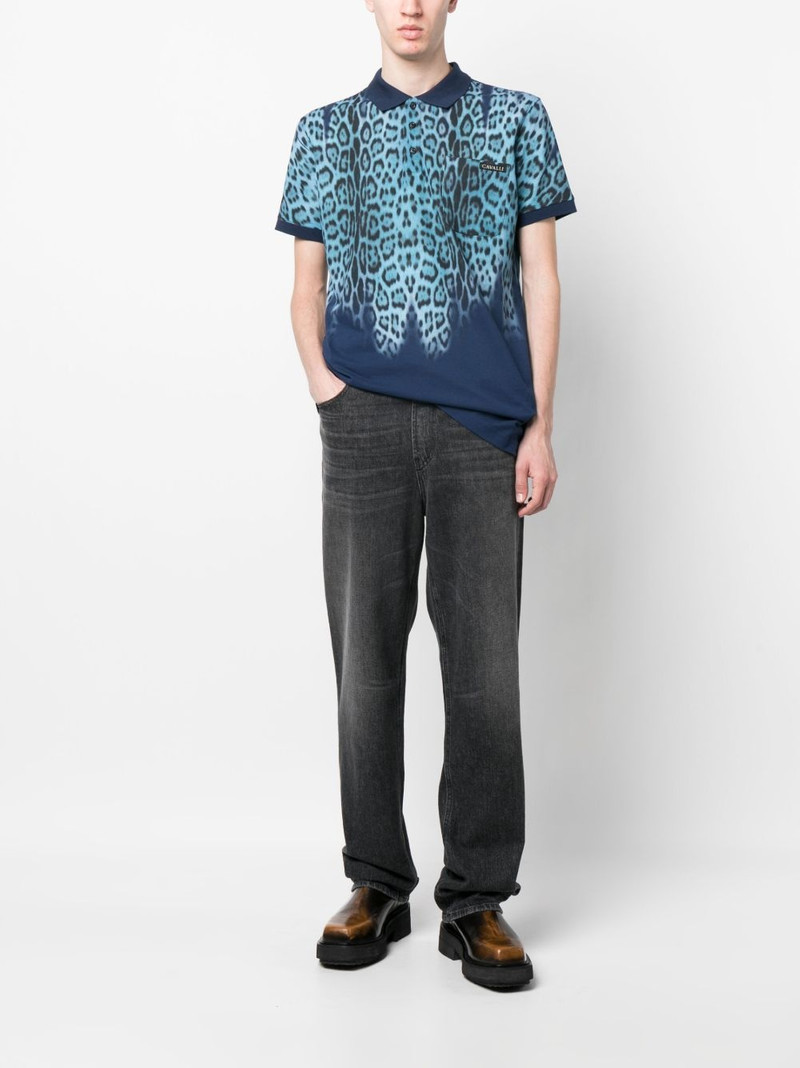 Roberto Cavalli leopard-print cotton polo shirt outlook