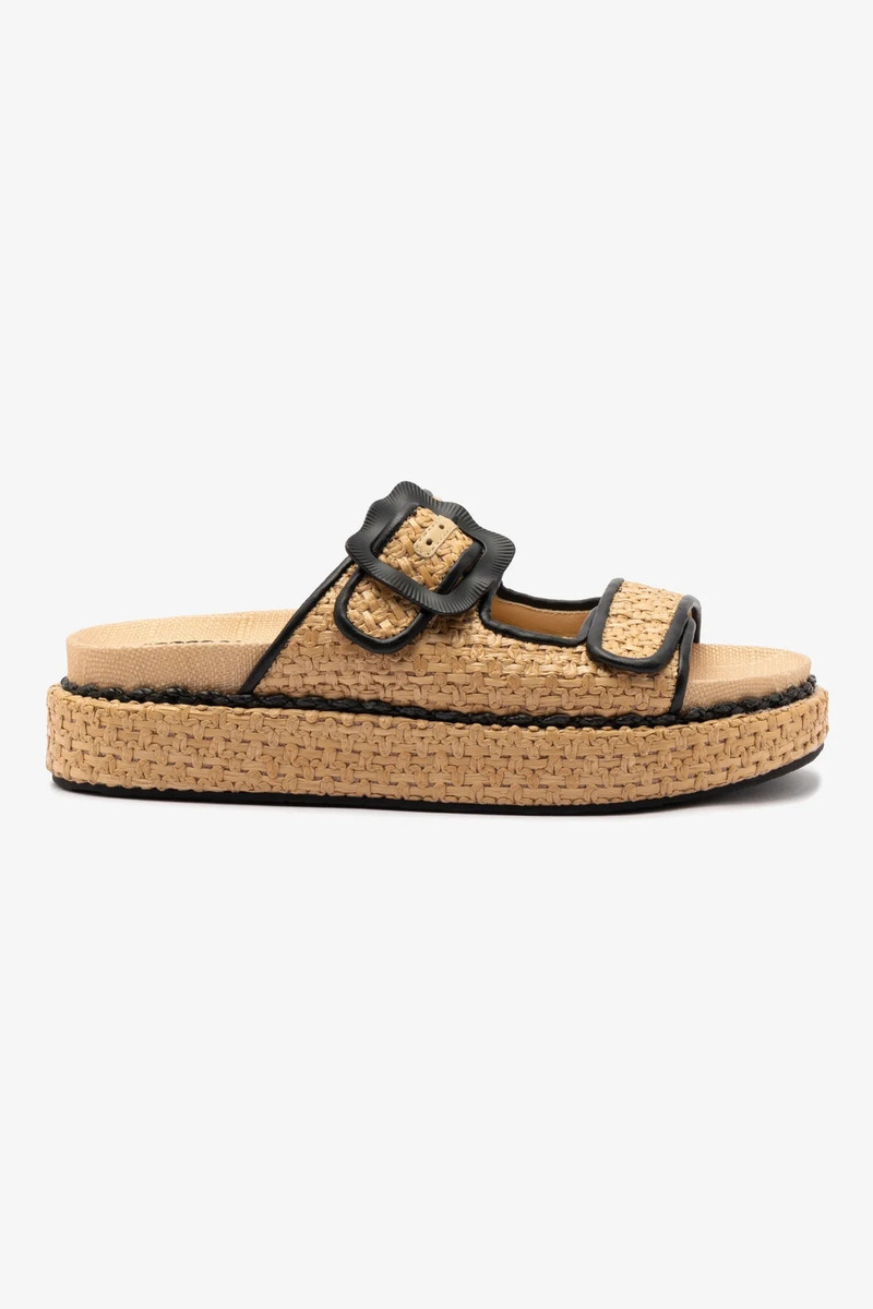 Maui Slide In Tapestry Natural Raffia and Black Trimming 1