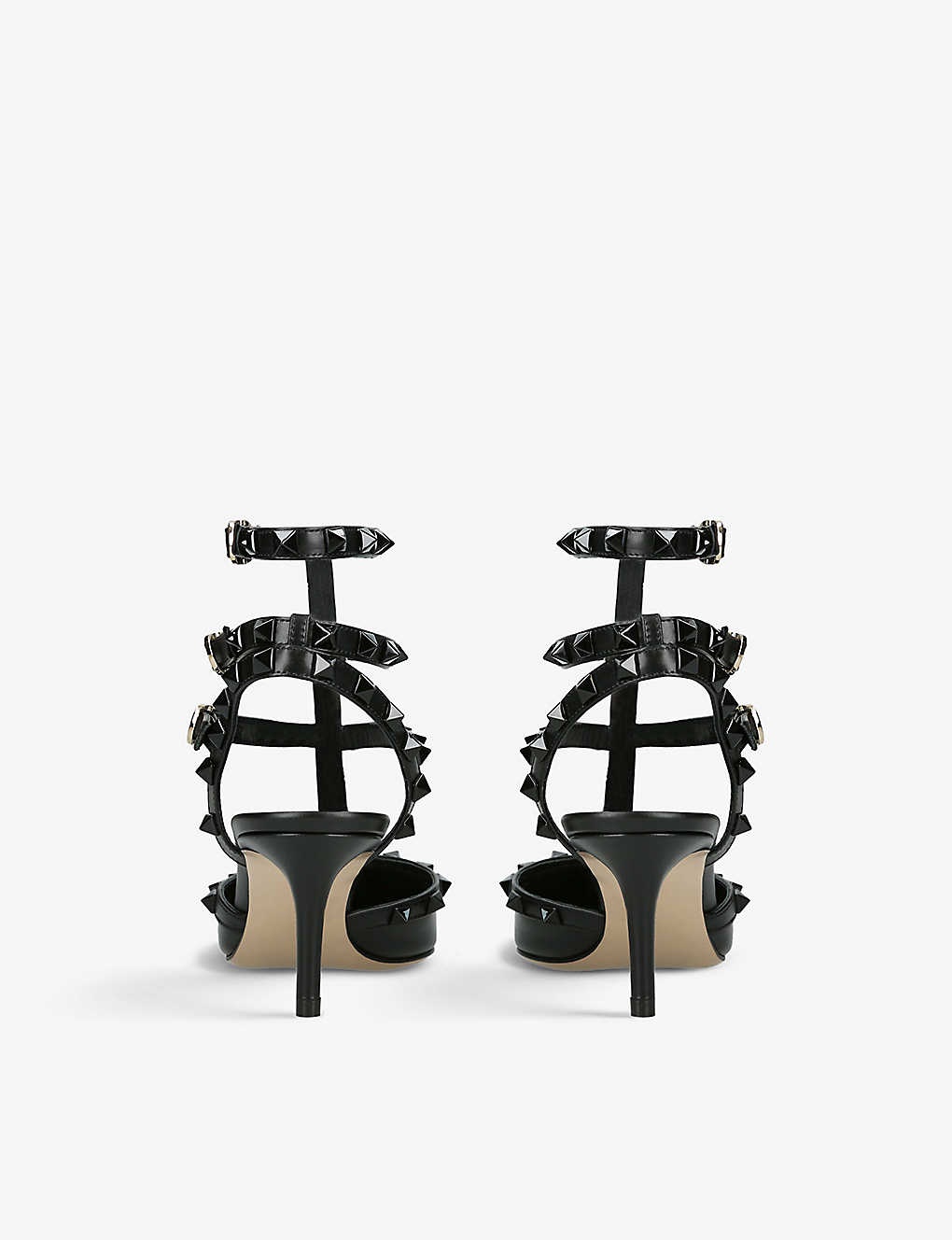 Rockstud stud-embellished leather heeled courts - 4