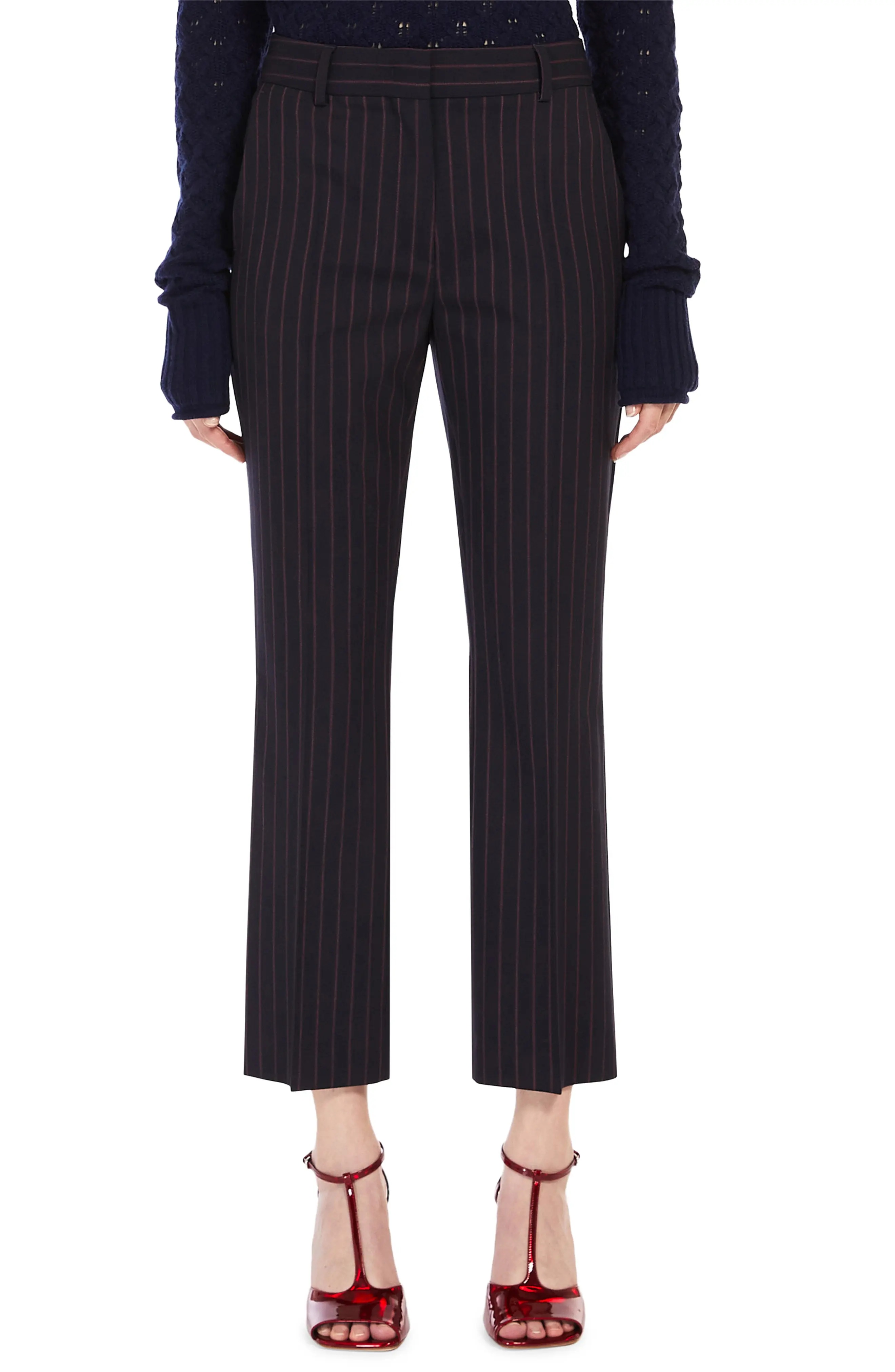 Renna Pinstripe Crop Flare Trousers - 1