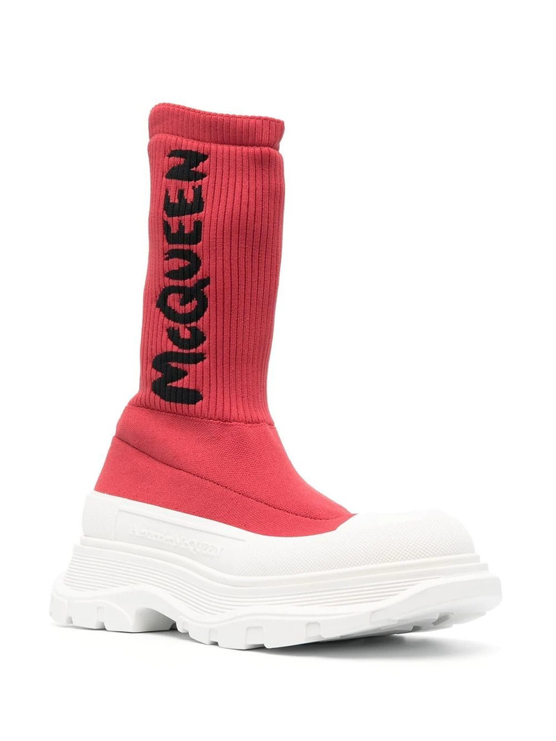 Alexander McQueen sock-style logo-print boots outlook