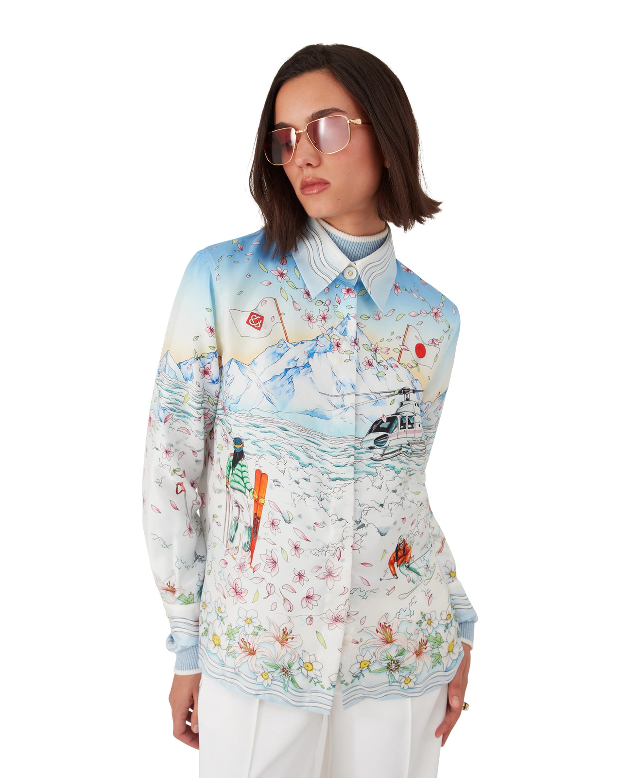 L'Hiver Fleuri Long Sleeve Silk Twill Shirt | Casablanca Paris - 4