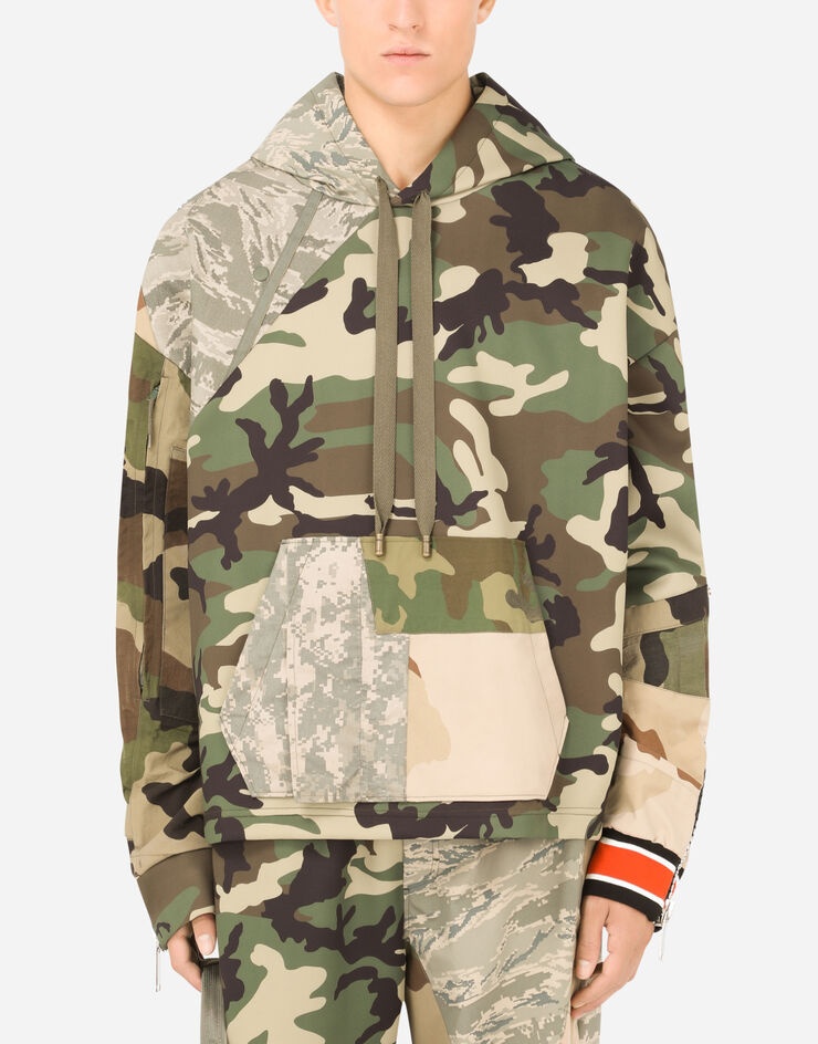 Camouflage patchwork jacket with hood - 1