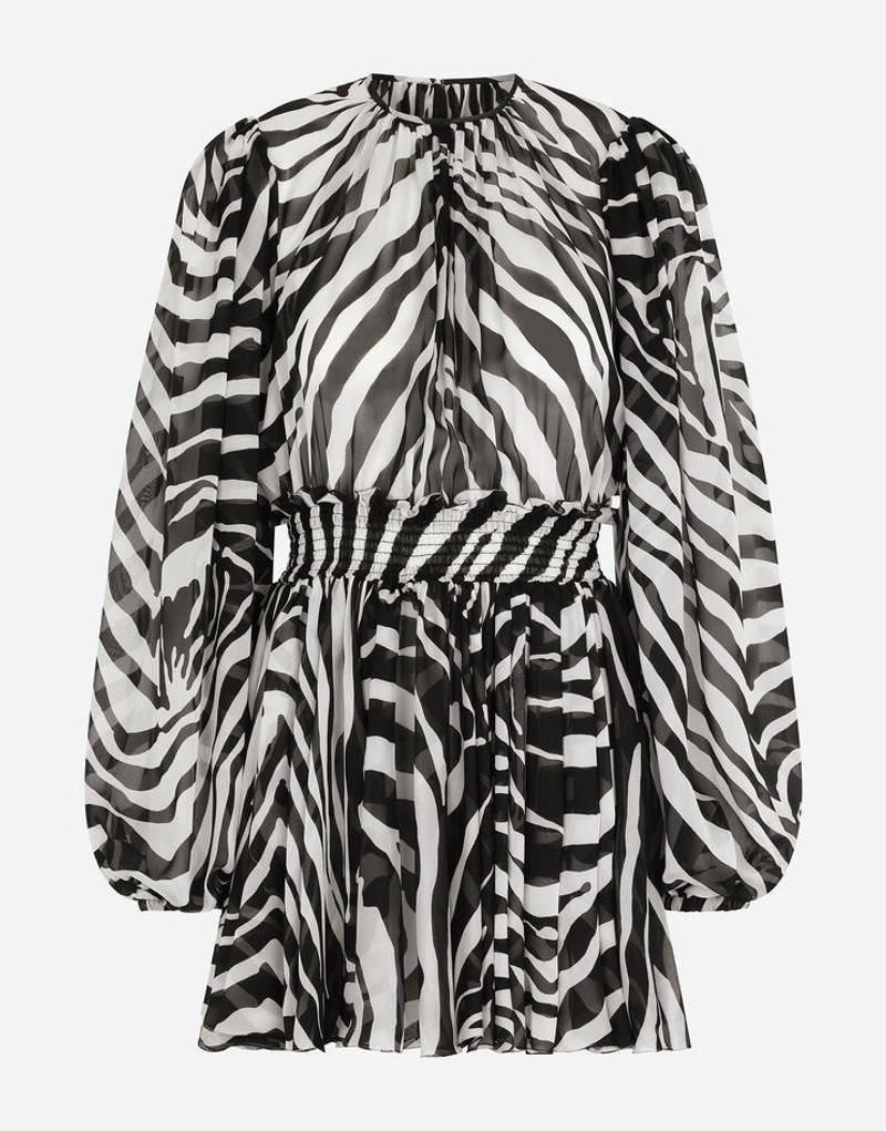 Short zebra-print chiffon dress 1