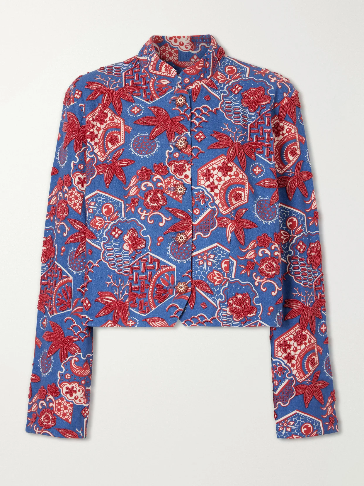 Clarke Delft Hive Cropped Embellished Printed Cotton Jacket - 1