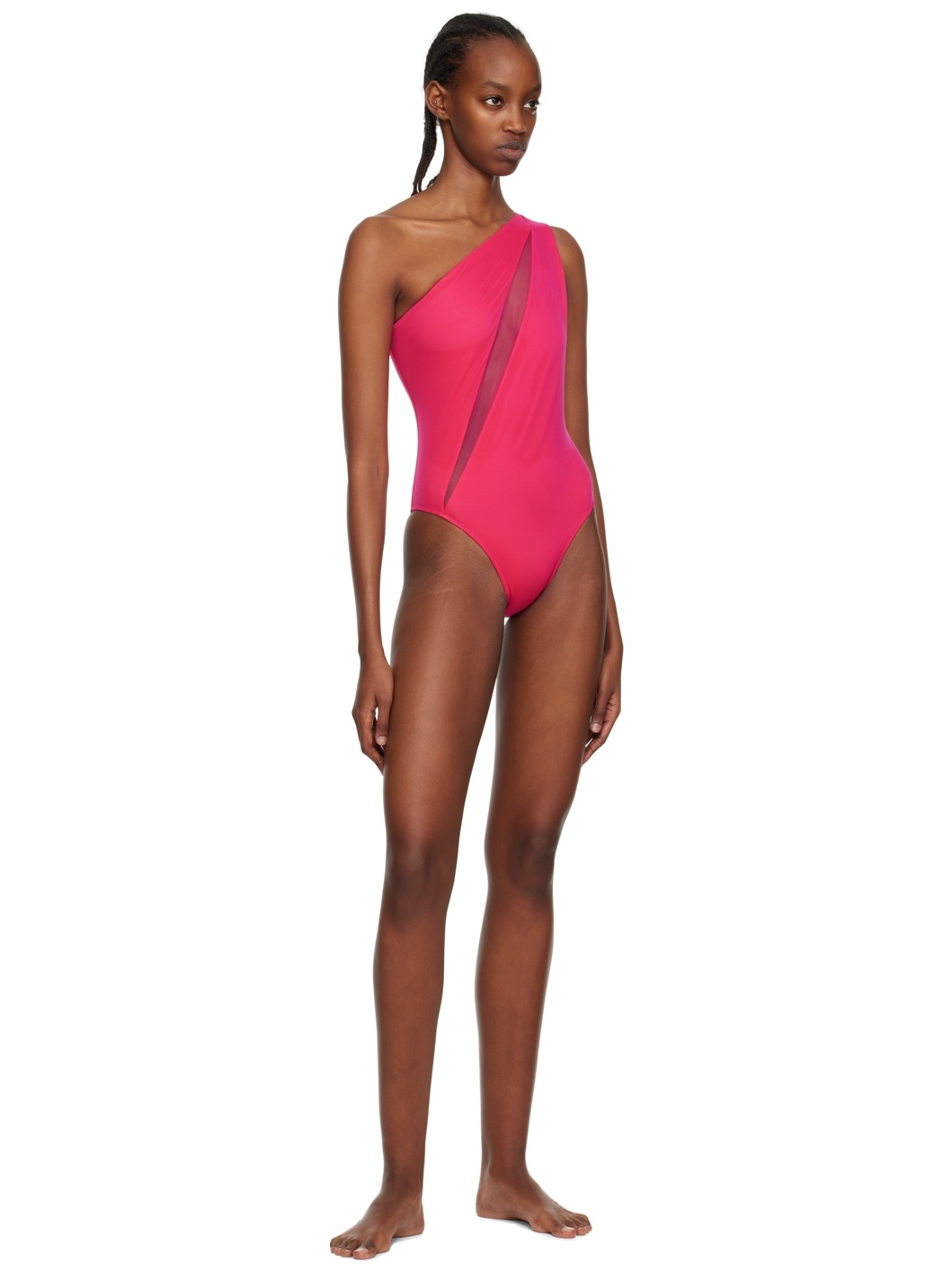 Pink Slashed One-Piece Swimsuit - 4