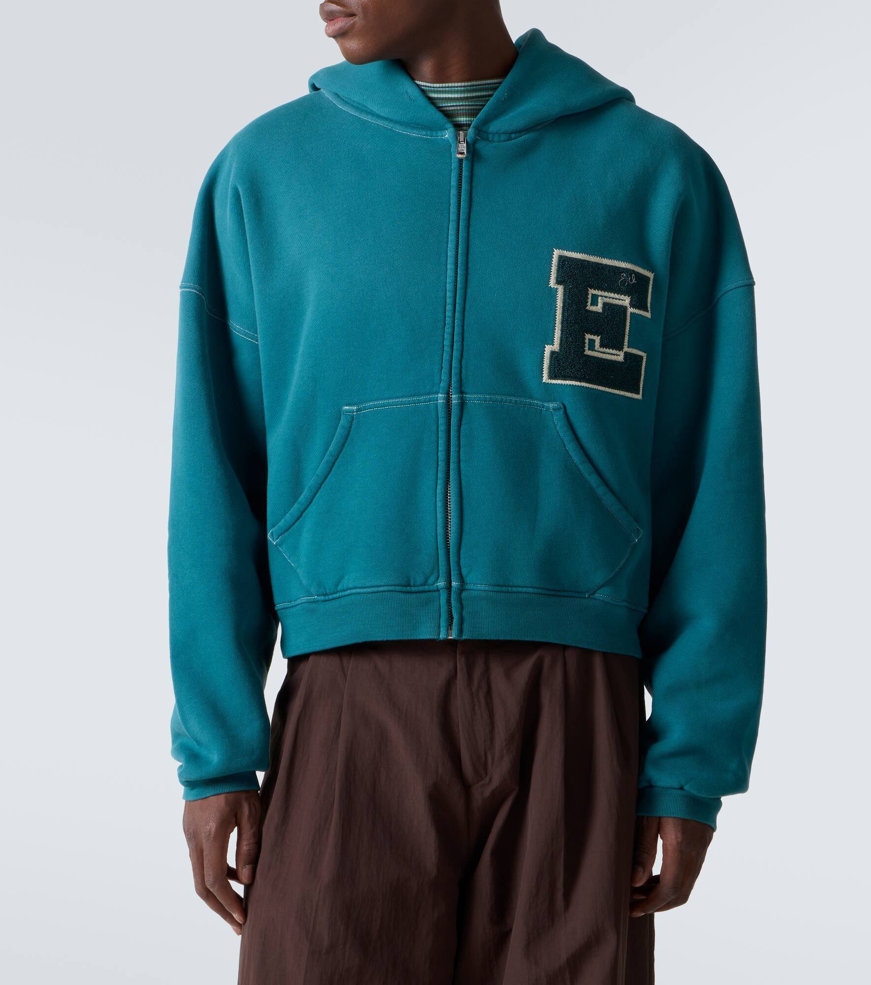 Hooded cotton fleece zip-up sweatshirt - 3