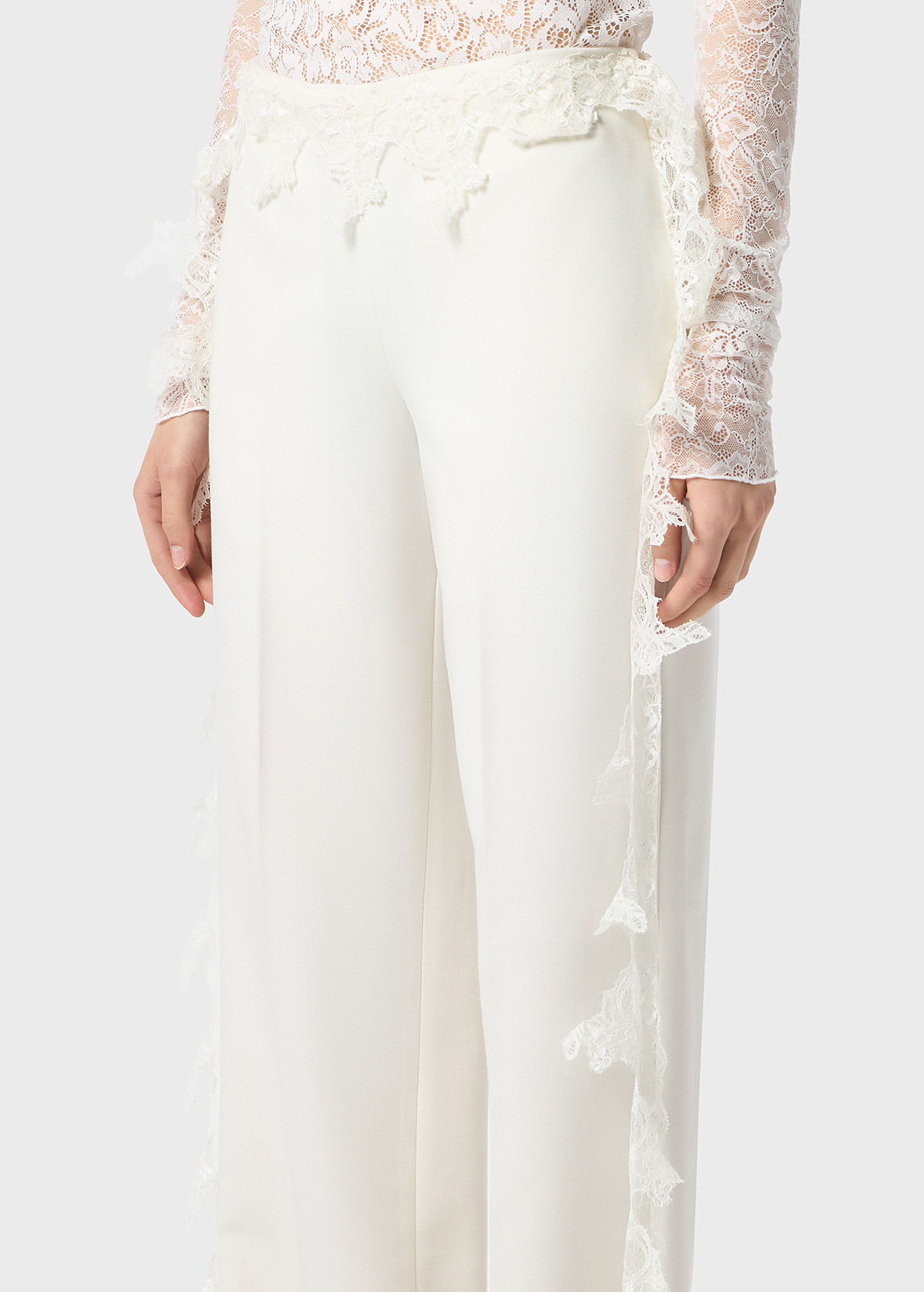 TWILL PANTS WITH SCALLOPED LACE - 5