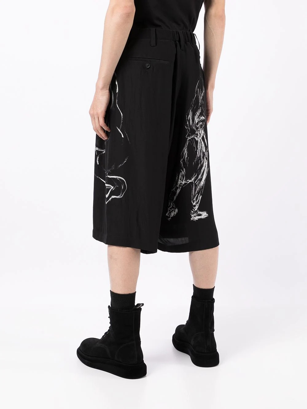 abstract-print silk shorts - 4