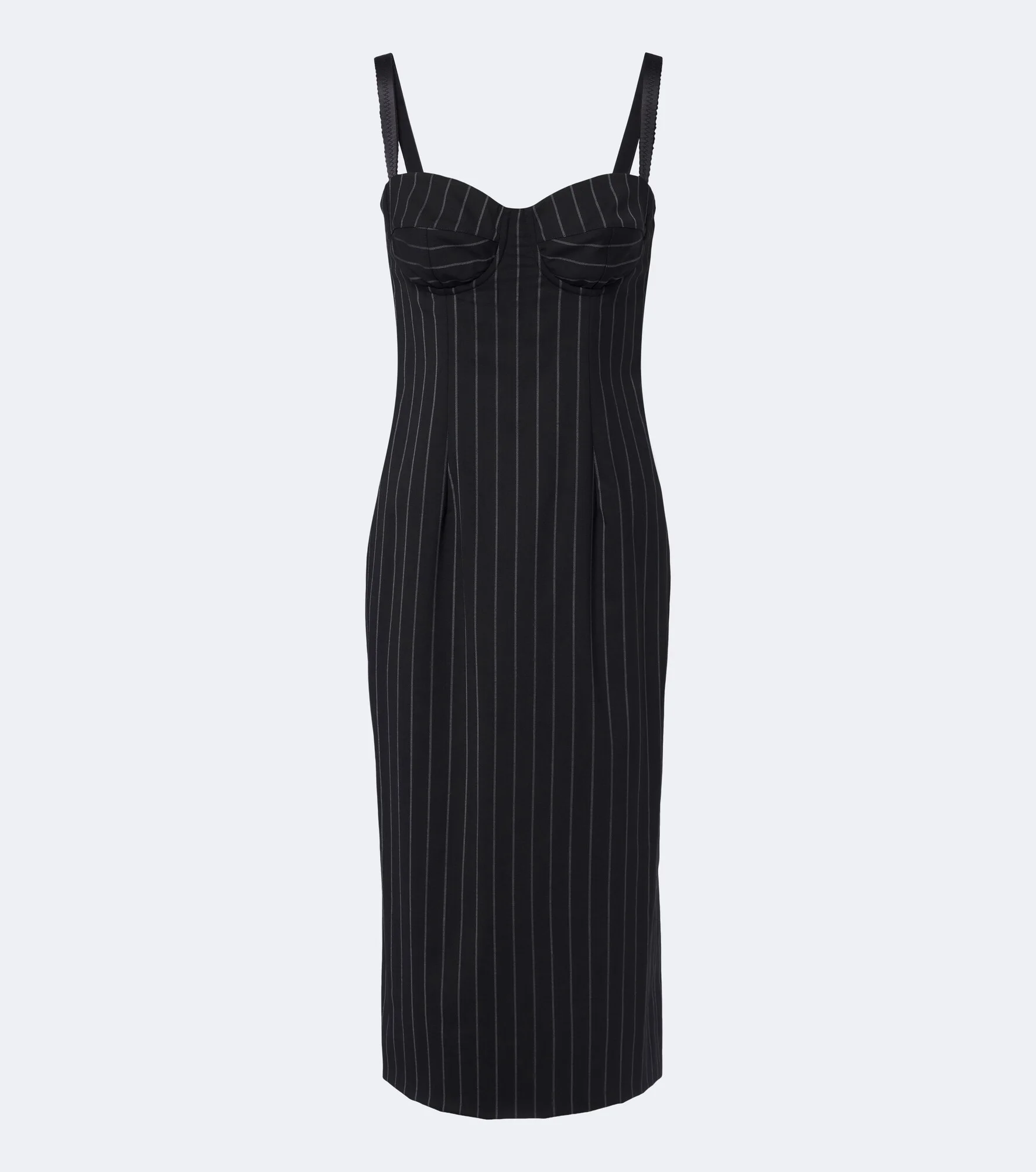 Pinstriped wool and silk bustier dress - 1