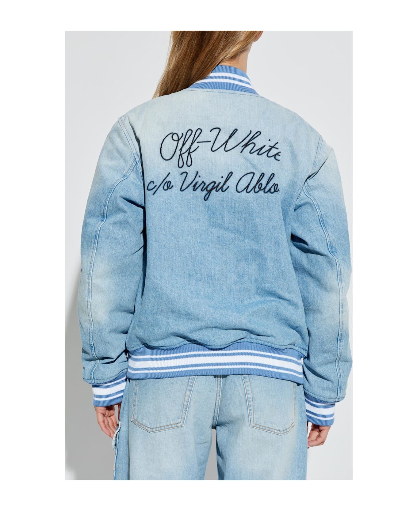 ジャケット Off-White SS25 DENIM BOMBER (OWEK006S25DEN001 4010) WORN EFFECT DENIM BOMBER JACKET CLOSED © - Blue | ZARA