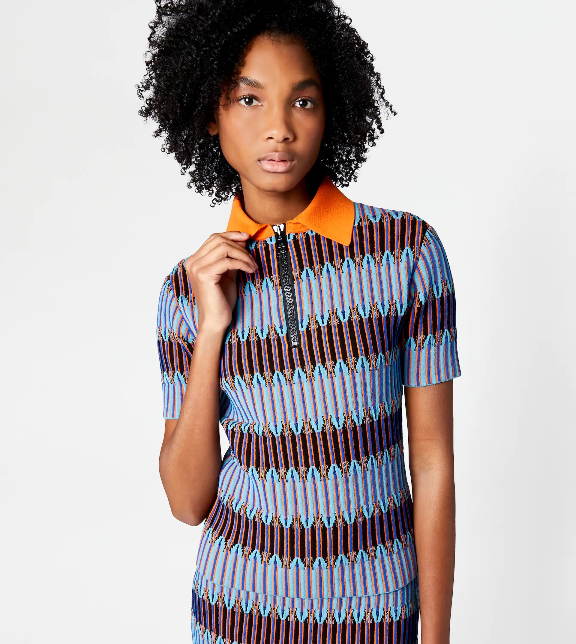 JACQUARD POLO SHIRT - LIGHT BLUE, ORANGE - 7