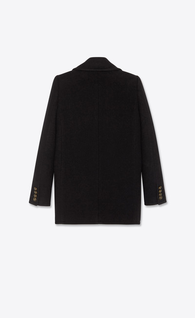 SAINT LAURENT double-breasted peacoat in wool and angora outlook