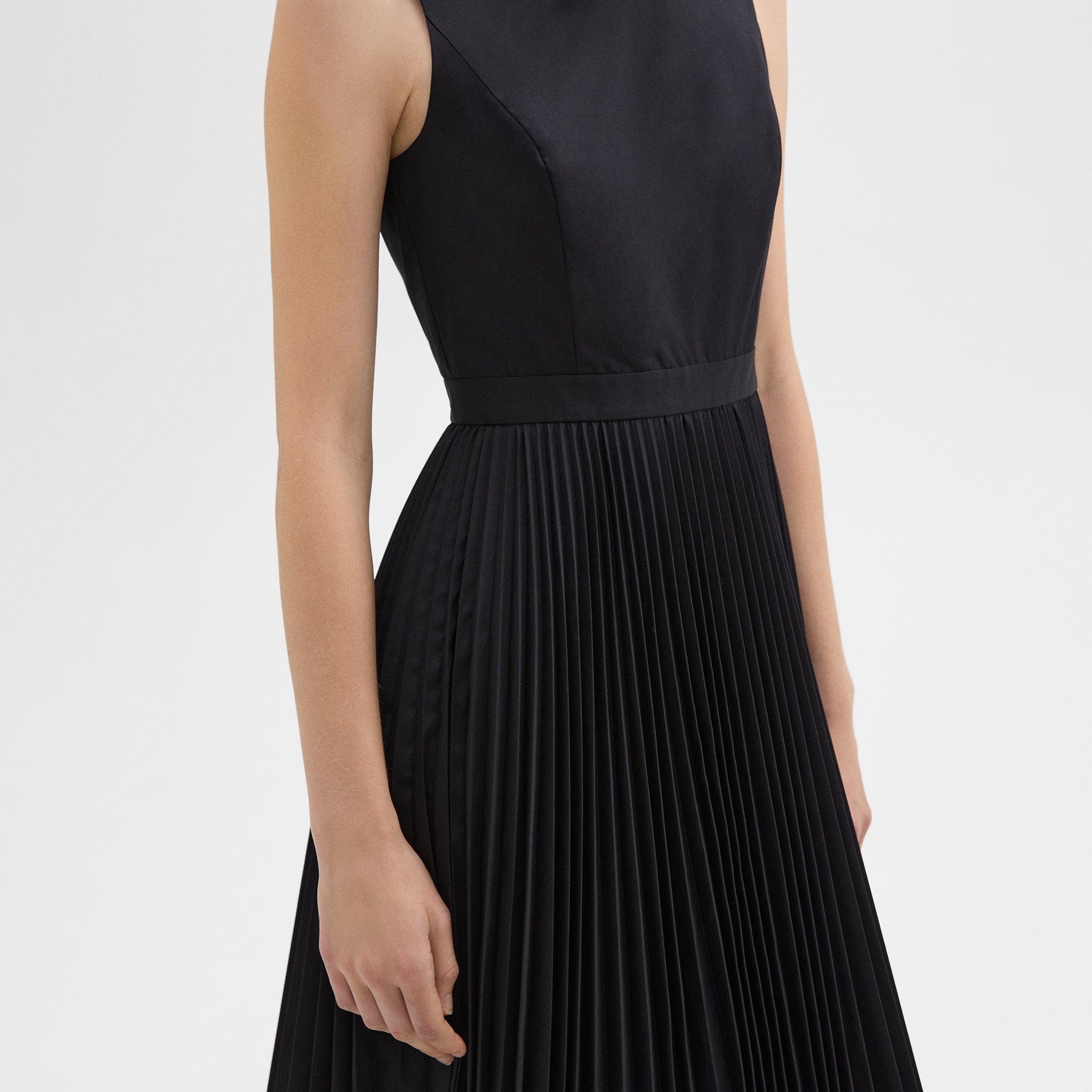 Pleated Midi Dress in Sleek Poplin - 5
