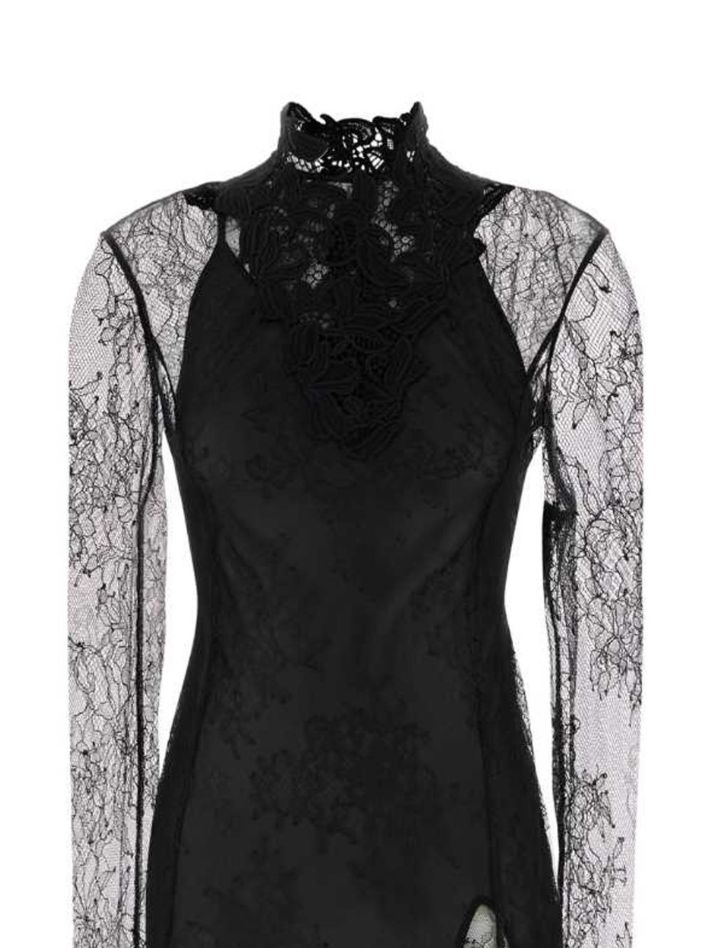lace mock-neck midi dress - 2