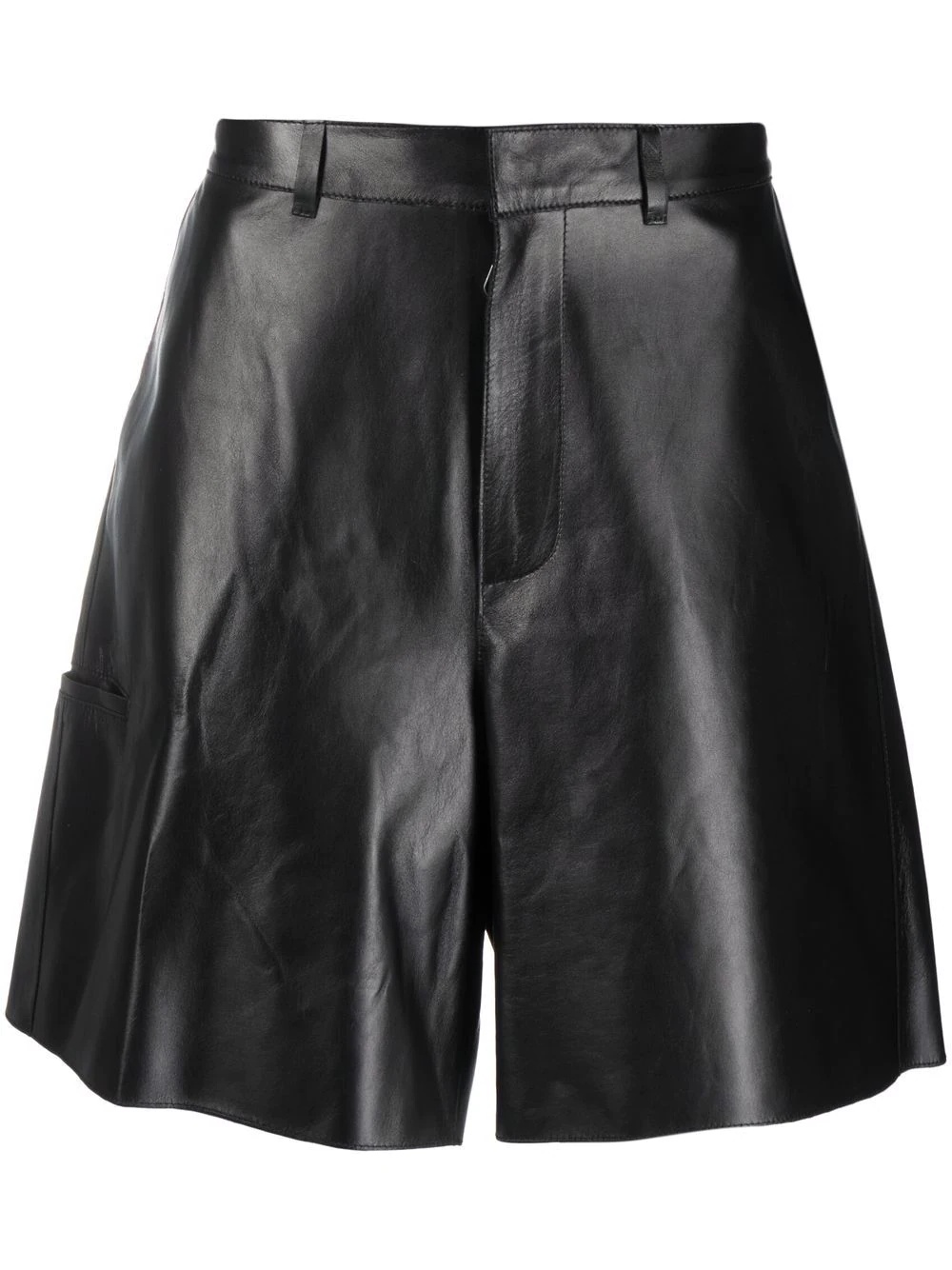 straight-leg leather cargo shorts - 1