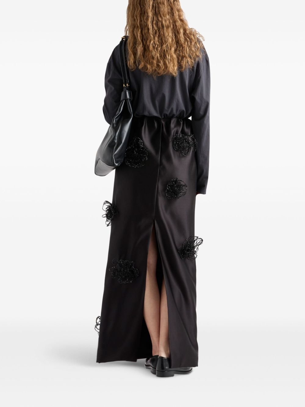 embroidered satin maxi skirt - 3