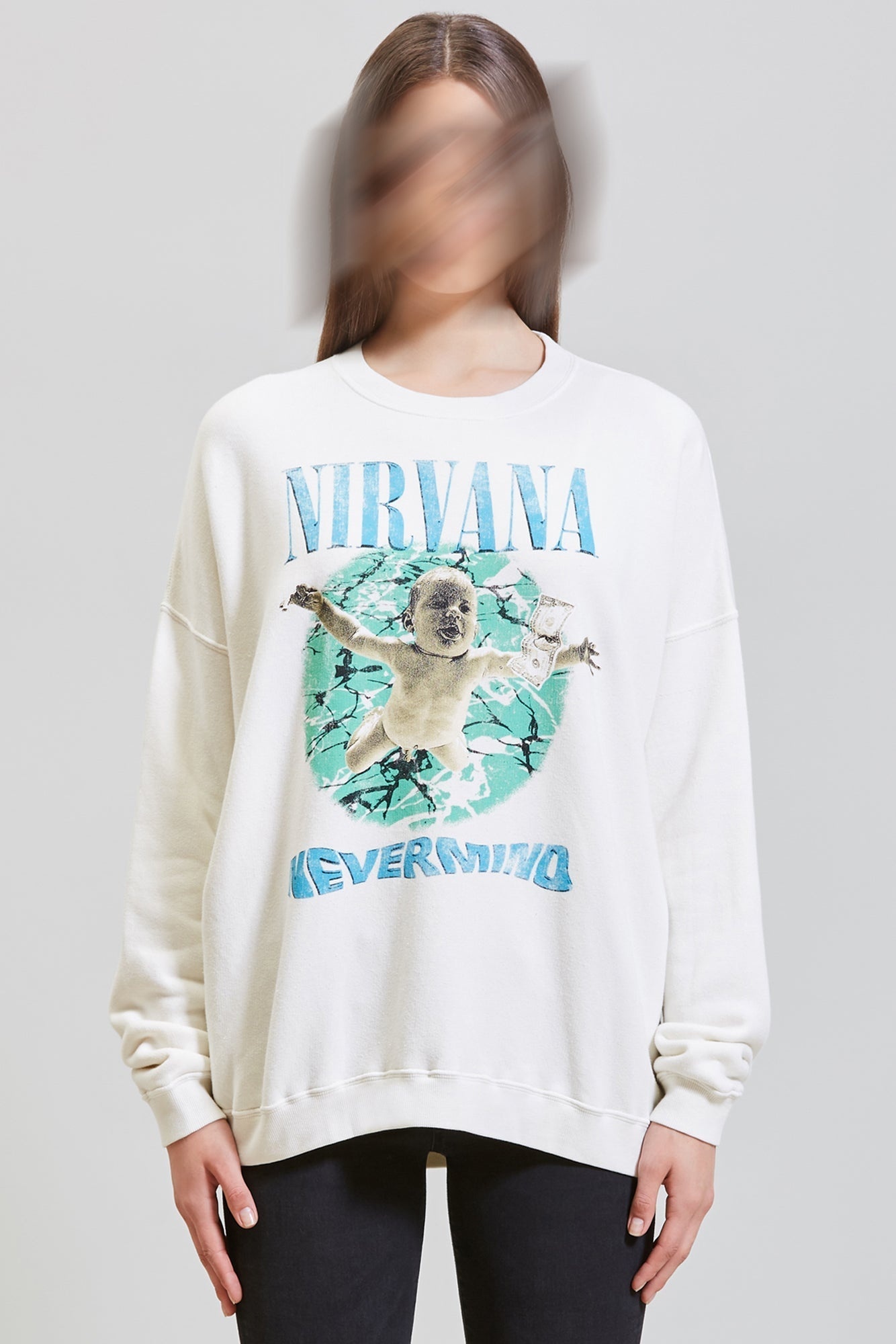 NIRVANA NEVERMIND ALBUM COVER OVERSIZED CREWNECK - ECRU - 2