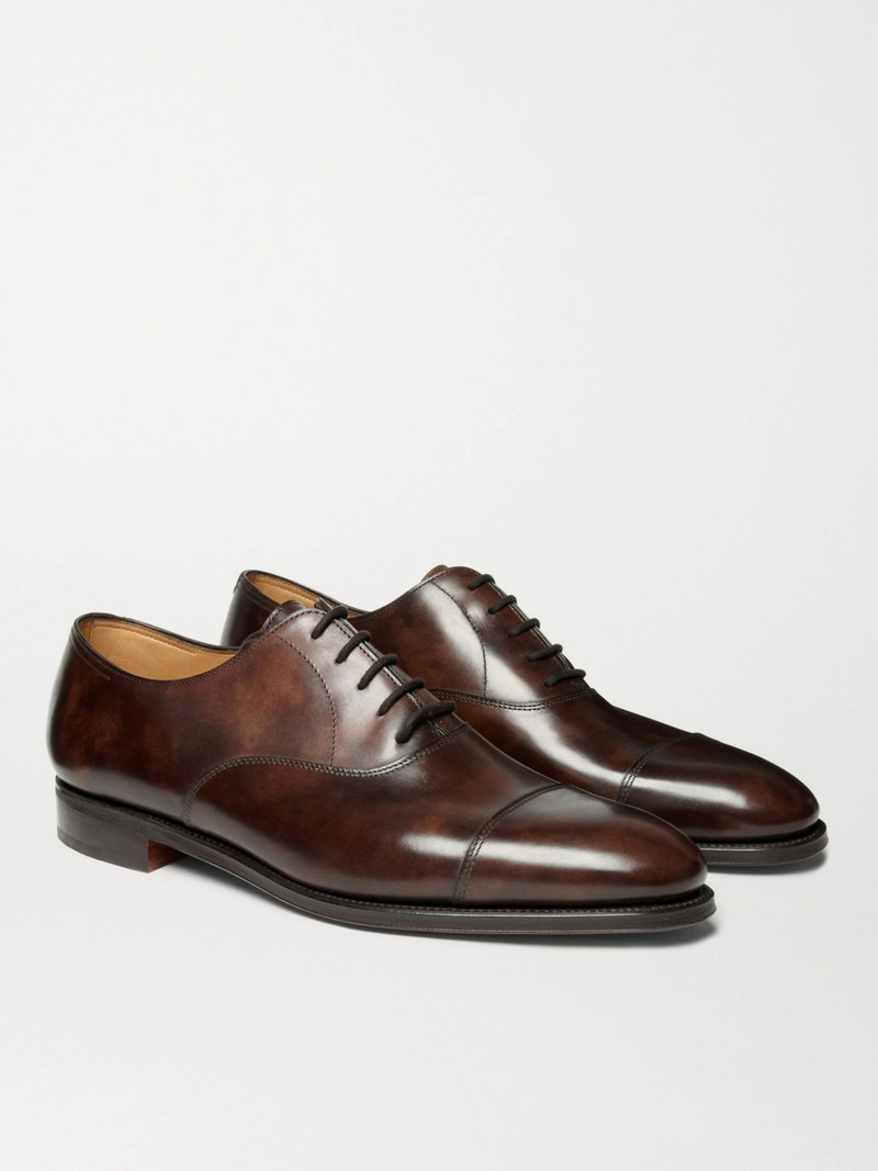 John Lobb City II Burnished-Leather Oxford Shoes Brown outlook
