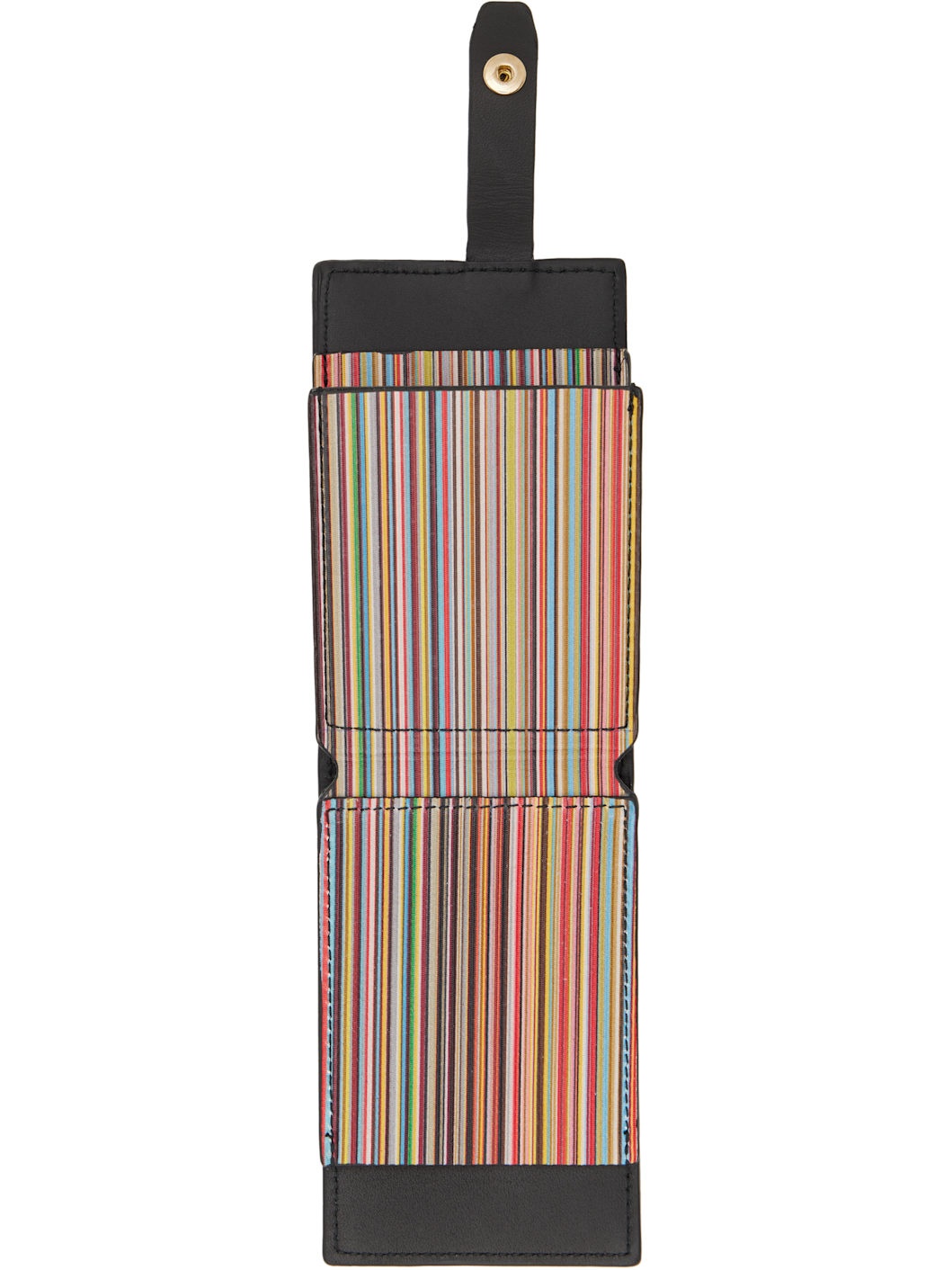 Black Signature Stripe Leather Card Holder - 3