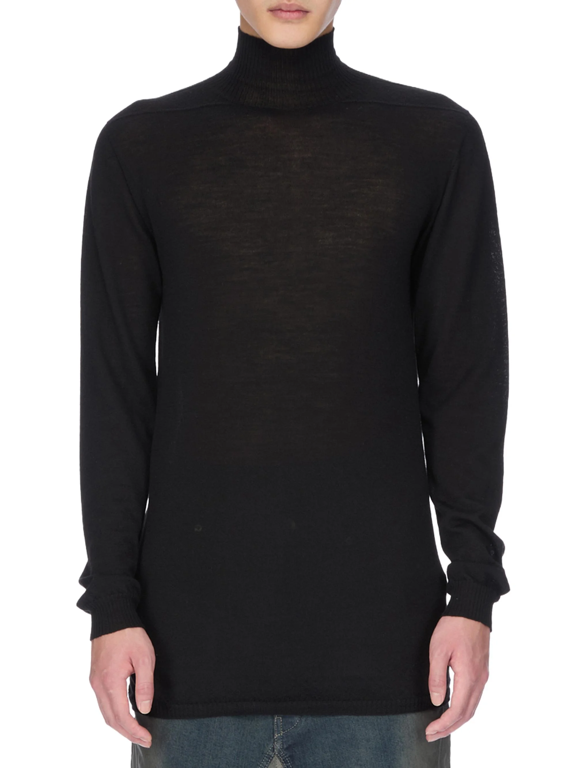 Men's Level Wool Turtleneck Sweater - Black - 1