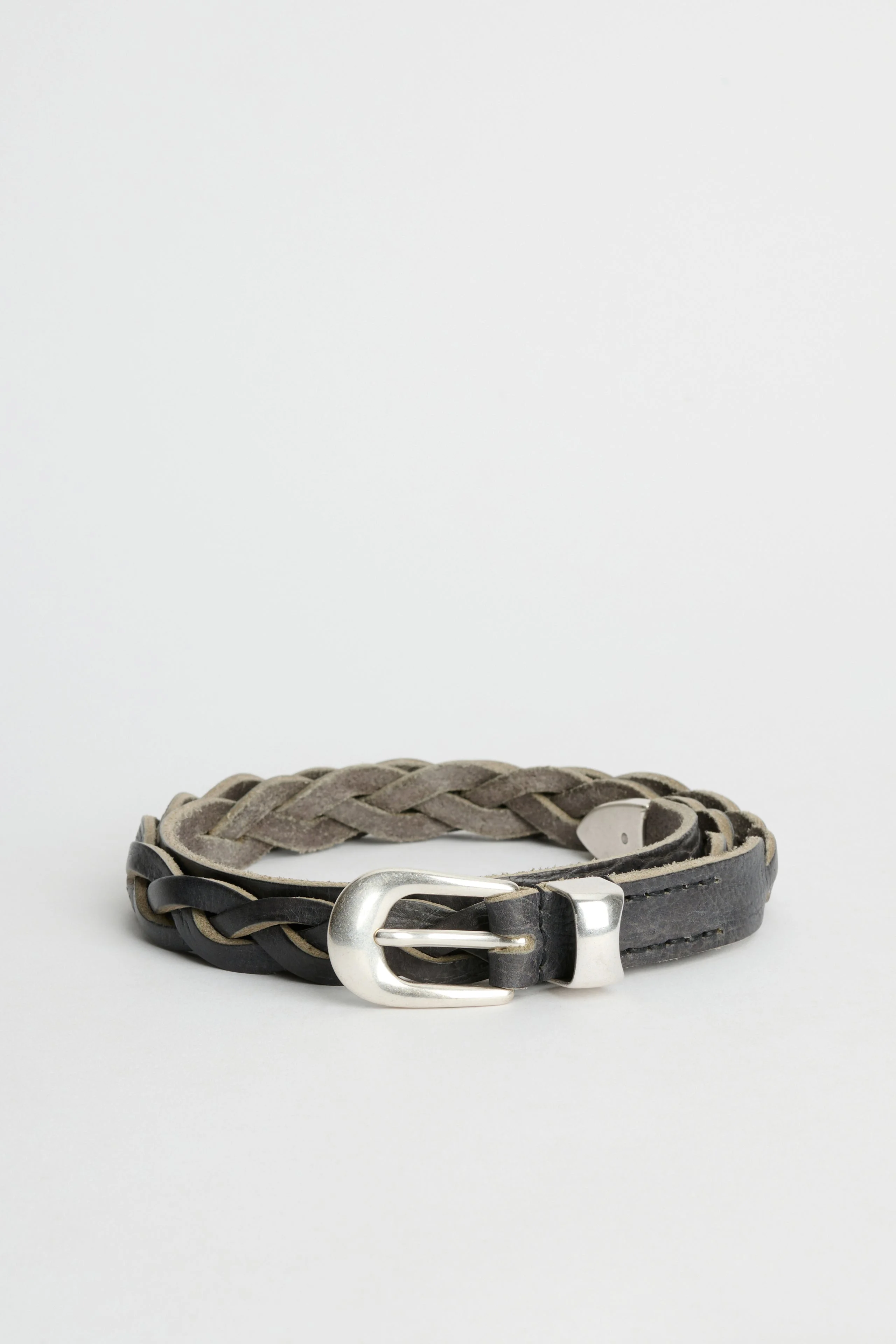 OUR LEGACY 2 CM BRAIDED BELT SOFT COAL TORN BOVINE - 1